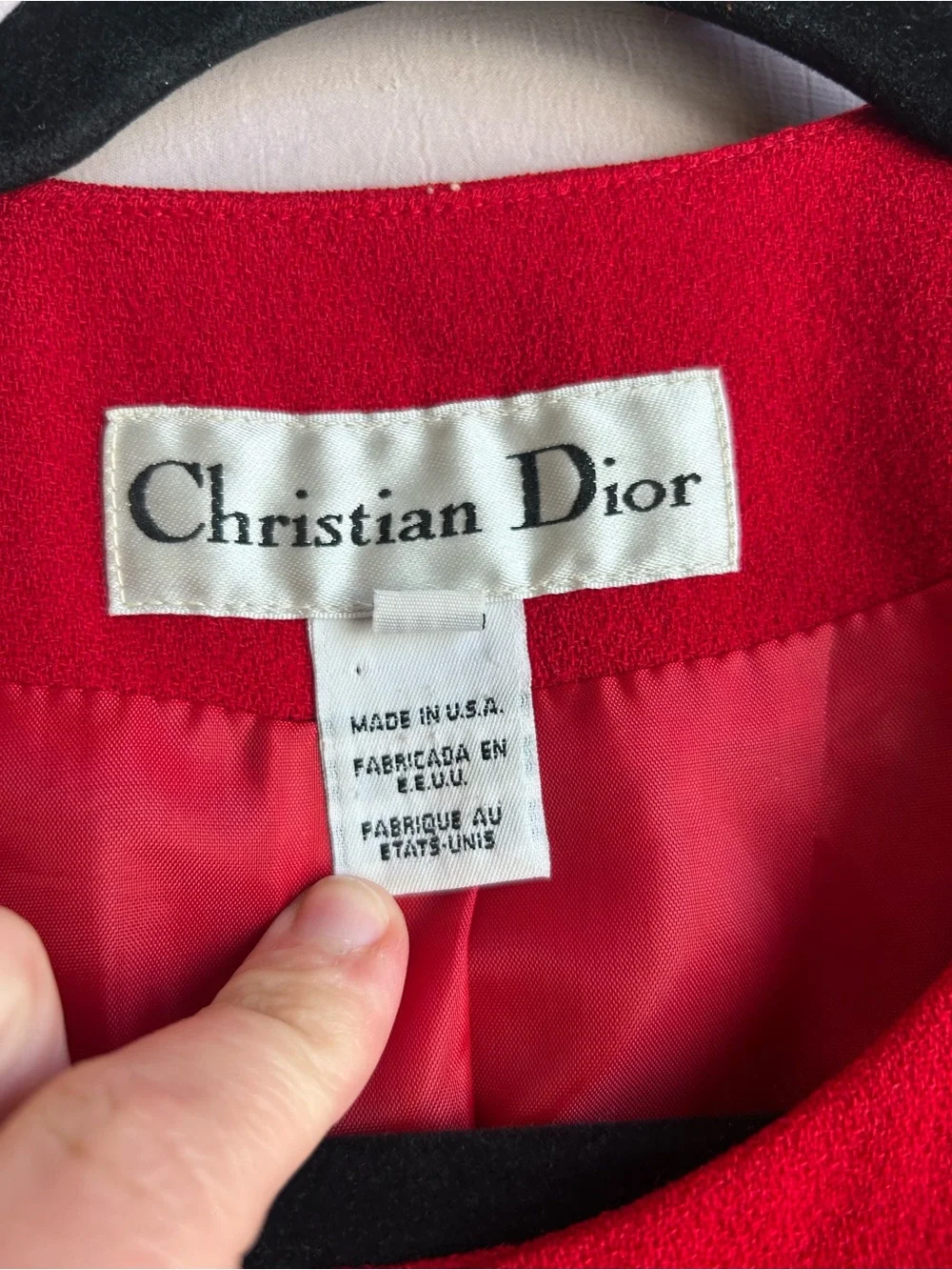 Christian Dior Women’s Vintage 100% Wool Button Up Blazer Sz 12 Red Black